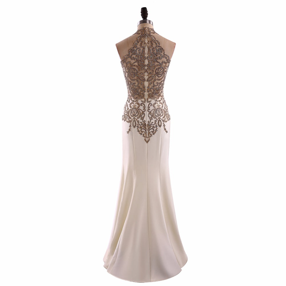 "Floor Length Halter Beaded Trumpet Prom Dress" (CUSTOMIZABLE) - AH Boutique