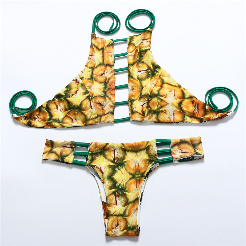 "Pineapple Brazilian Bikini REVERSIBLE Swimsuit" (5 Top Styles) - AH Boutique