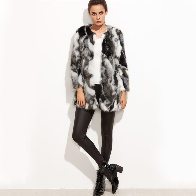 Multi Gray Faux Fur Coat - AH Boutique