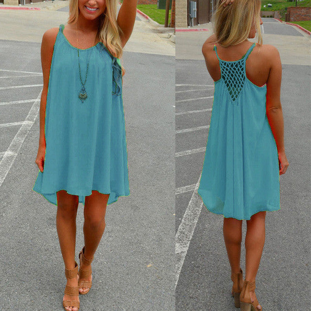 "Fluorescence Chiffon Loose Beach Dress" - AH Boutique