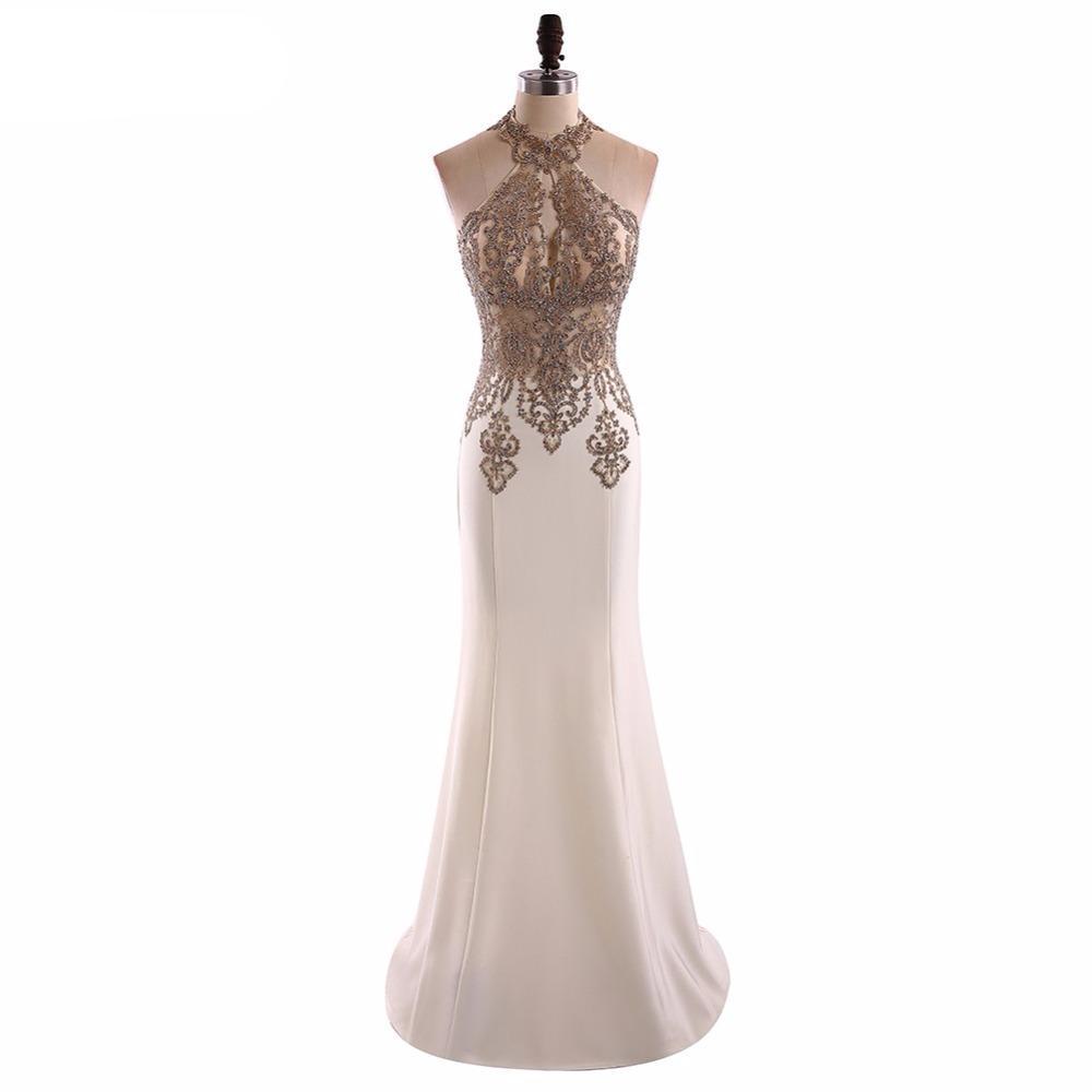 "Floor Length Halter Beaded Trumpet Prom Dress" (CUSTOMIZABLE) - AH Boutique