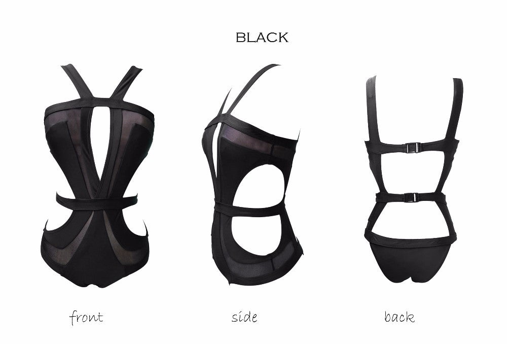 One-Piece Swimsute WIth Mesh Whte Or Black - AH Boutique