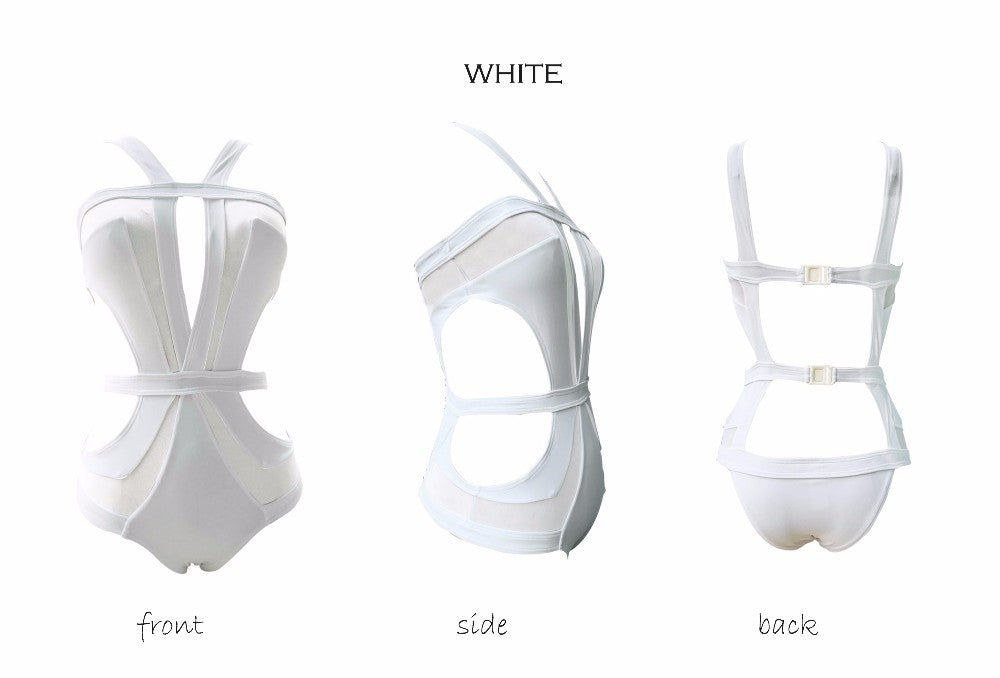One-Piece Swimsute WIth Mesh Whte Or Black - AH Boutique
