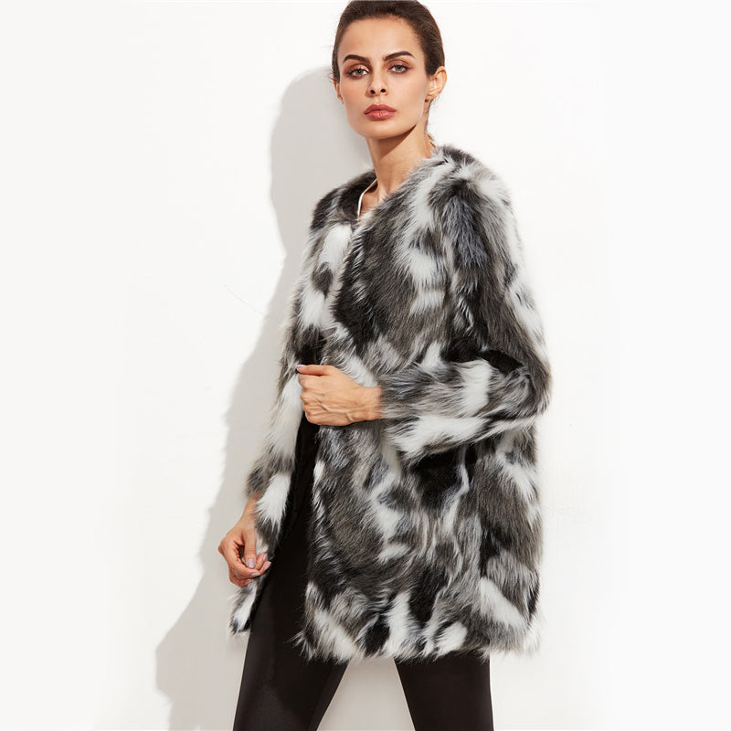 Multi Gray Faux Fur Coat - AH Boutique