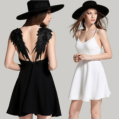 "Angel Wings Dress" White Or Black - AH Boutique