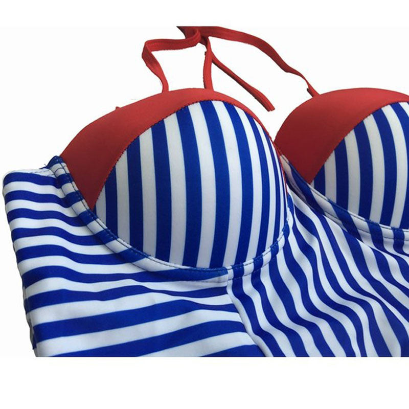 USA Red White & Blue Push-up Striped Swimsuit - AH Boutique