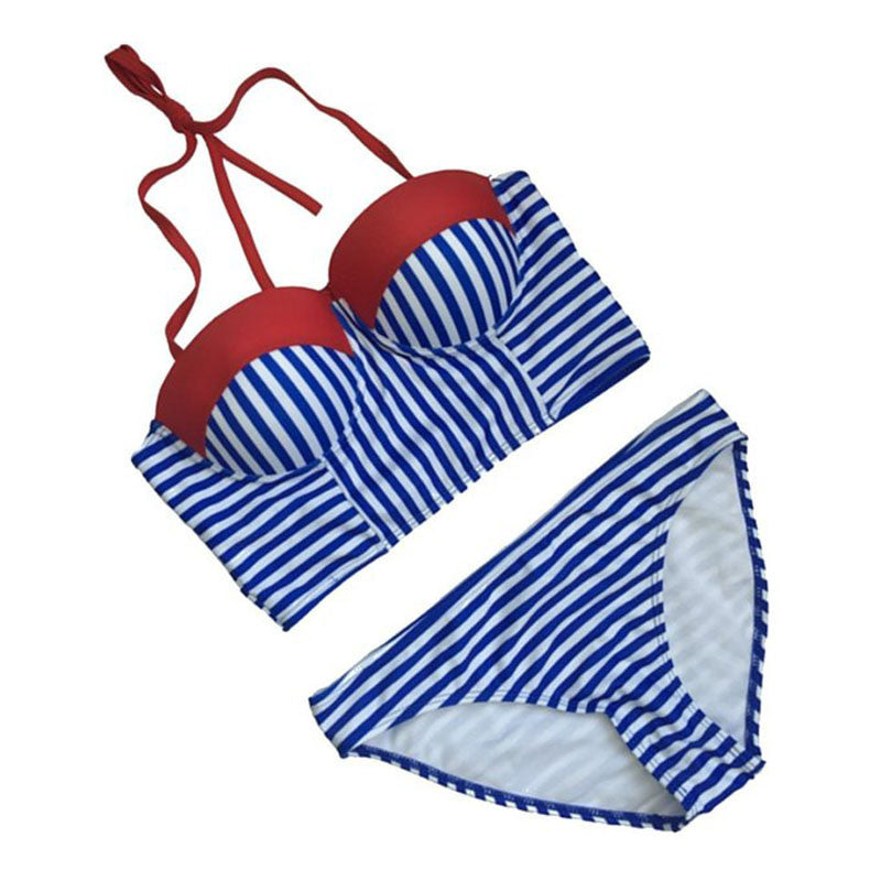 USA Red White & Blue Push-up Striped Swimsuit - AH Boutique