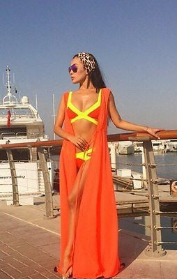 "Long Chiffon Beach Maxi" Bathing Suit Cover-up - AH Boutique