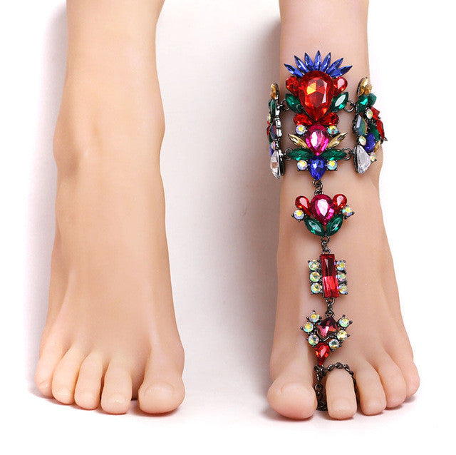"Crystaled Barefoot Beach Foot Jewelry" - AH Boutique