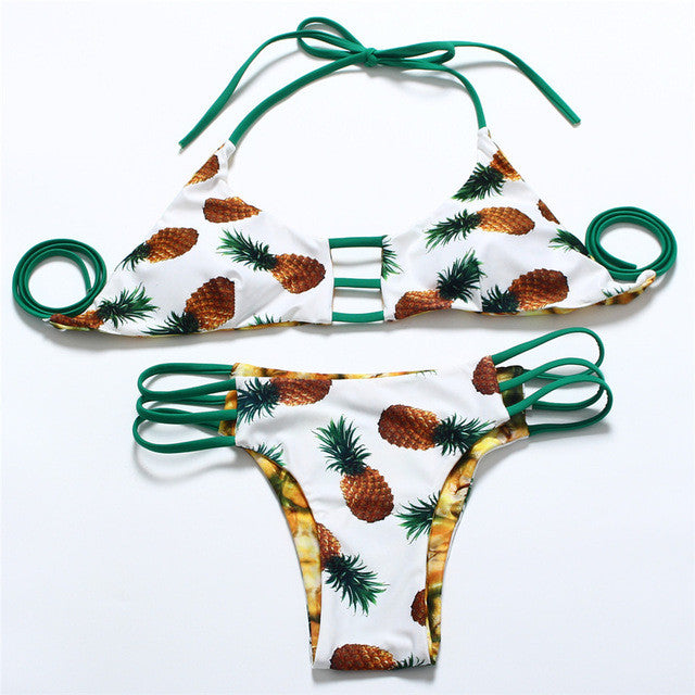 "Pineapple Brazilian Bikini REVERSIBLE Swimsuit" (5 Top Styles) - AH Boutique
