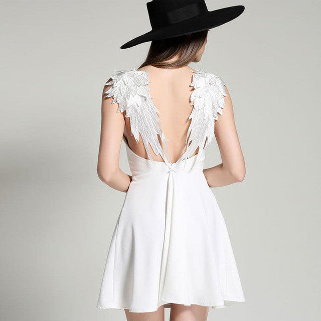 "Angel Wings Dress" White Or Black - AH Boutique