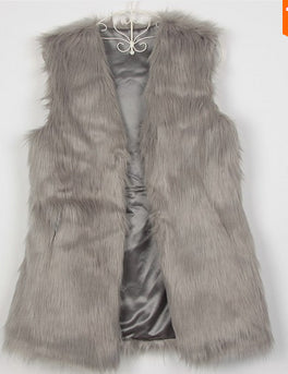 "Gray Fur Vest" (With Pockets) - AH Boutique