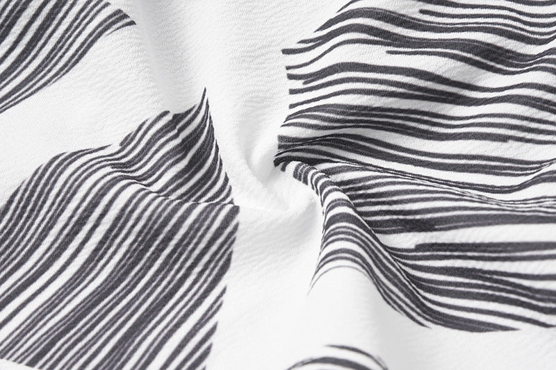 "Strapless Striped Gray & White Romper" - AH Boutique