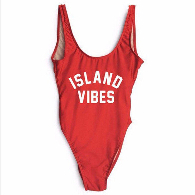 "ISLAND VIBES" One piece swimsuit Black, Blue, Purple, Red, White - AH Boutique