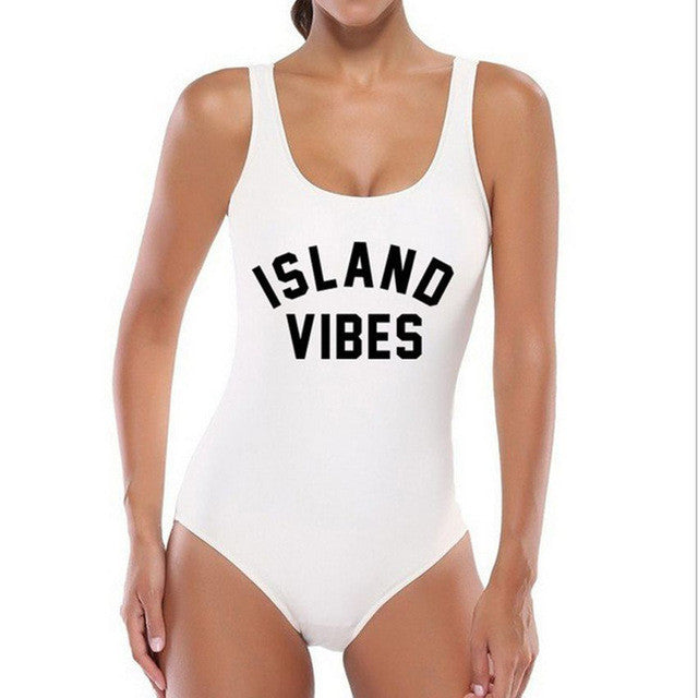"ISLAND VIBES" One piece swimsuit Black, Blue, Purple, Red, White - AH Boutique