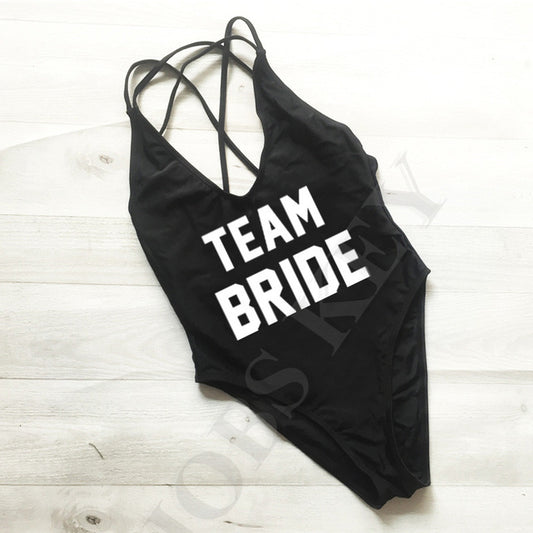 "Team Bride Bachelorette Swimsuit" - AH Boutique