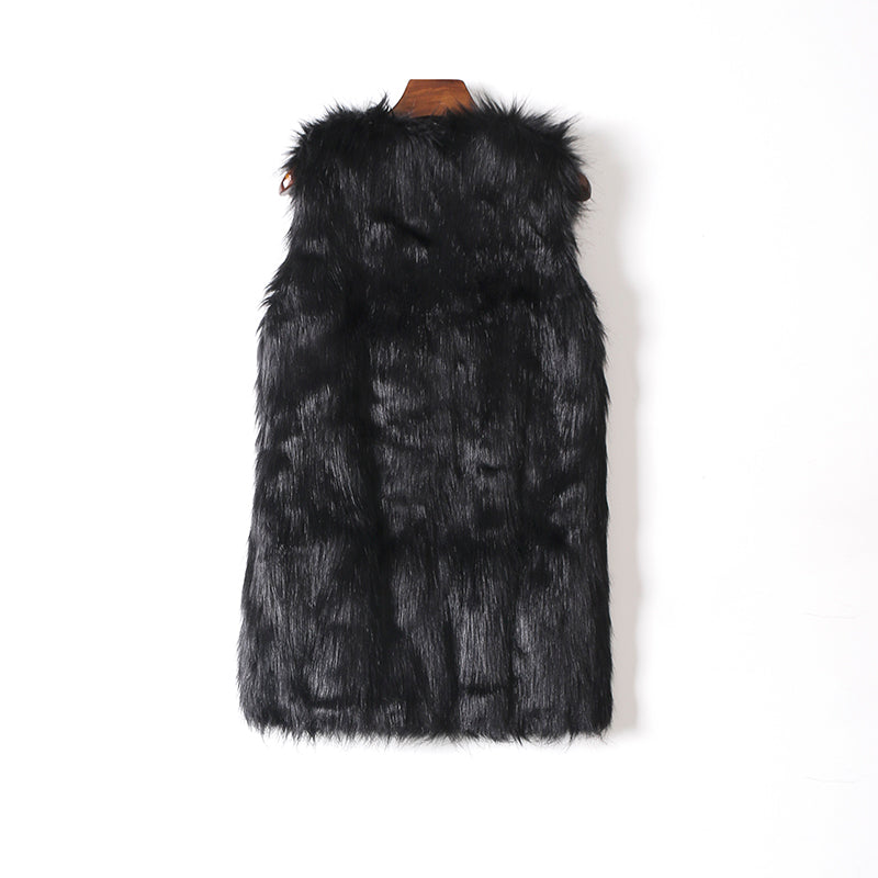"Black Fur Vest" (With Pockets) - AH Boutique
