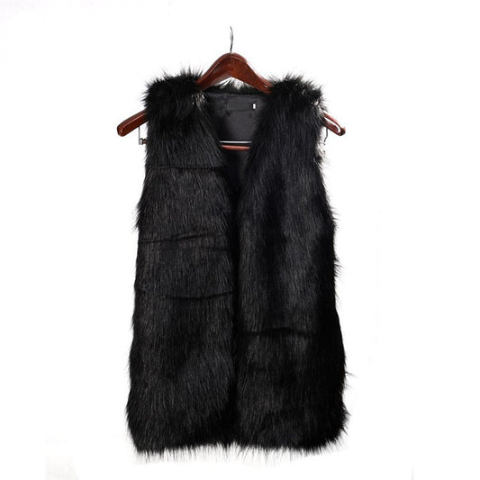 "Black Fur Vest" (With Pockets) - AH Boutique