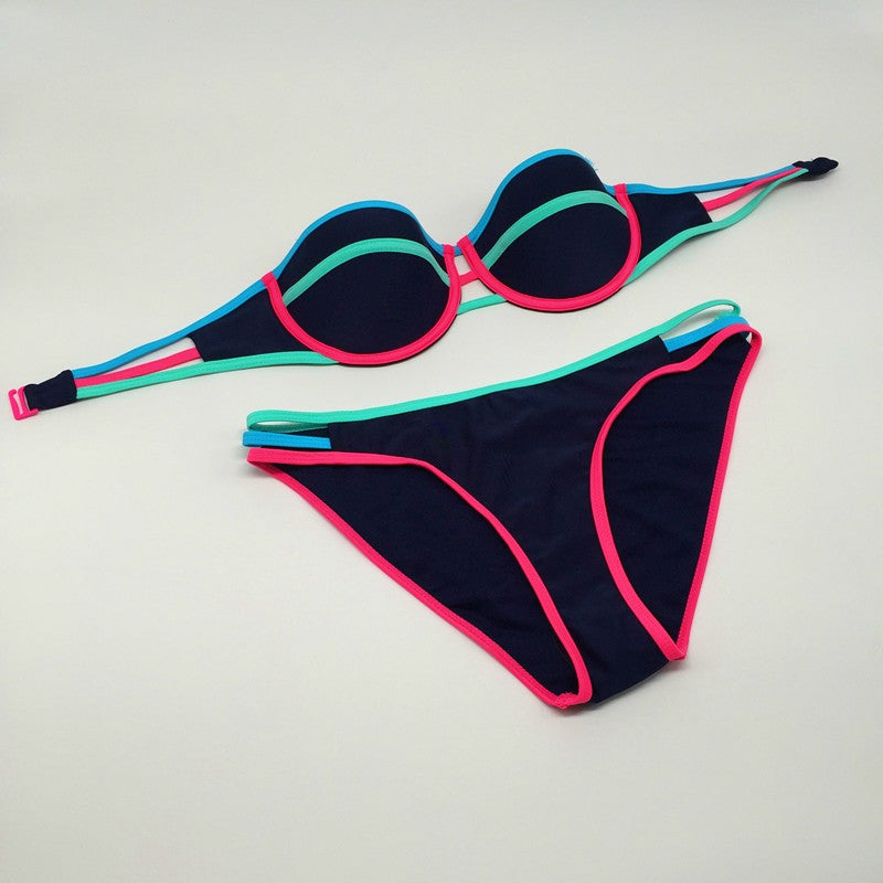 "The Colorful Edge Push Up Bikini" - AH Boutique