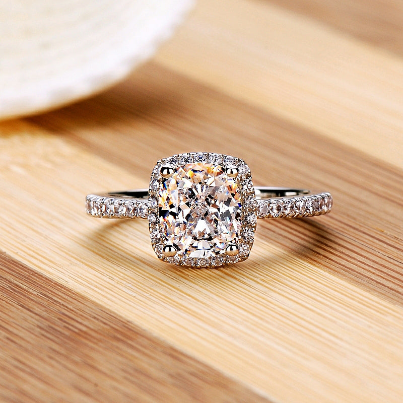 "925 Silver Plated Princess Cut Elegant Ring" - AH Boutique