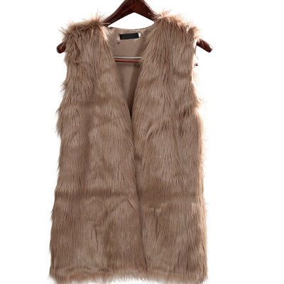 Khaki Fur Vest" (With Pockets) - AH Boutique